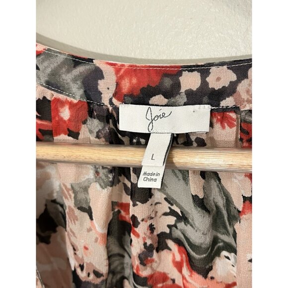 Joie Women’s Lightweight‎ Long Sleeve Top Blouse Black, Pink And Red Sz Large. - Picture 2 of 10
